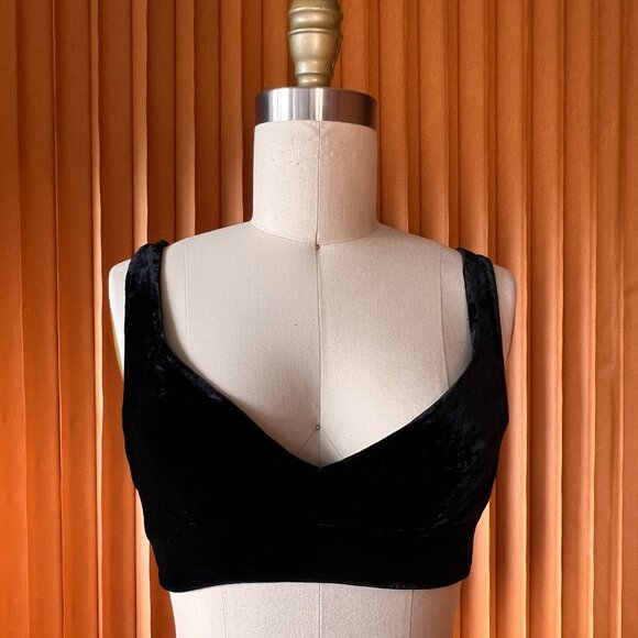 Babaton Black Velvet Bra Top – Rayon & Silk Blend - Picture 1 of 2